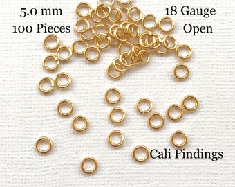 Bulk Gold Filled Jumprings, 100 Pieces Gold Fill Jump Rings, 5 mm 18 Gauge, 14K Gold Filled Wholesale, Open Split Rings, DIY Jewelry [2274]