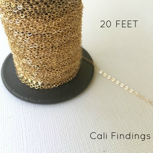 14K Gold Fill 1.5mm x 2mm Flat Cable Chain 1020F 20 Foot Length, Discounts Available, Sparkling Chain for DIY Jewelry, Made in USA 4026 image 1