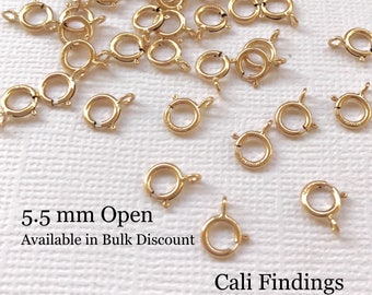 50 Pcs - 14K Gold Filled 5.5mm Spring Clasp, Gold Fill Clasp, Gold Fill Spring Clasp, Open Gold Spring Clasp, Gold Clasp, [5009]