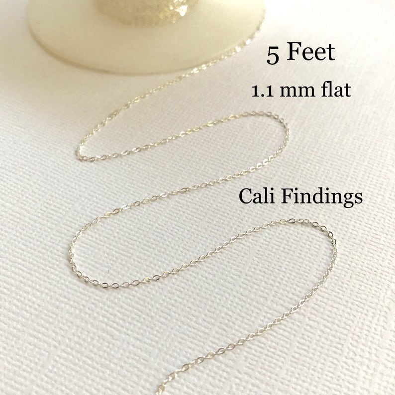 1.1mm Sterling Silver Flat Cable Chain 5 FEET Shiny Chain, Wholesale Chain, Sterling Chain, Small Silver Cable Chain 4044 image 1