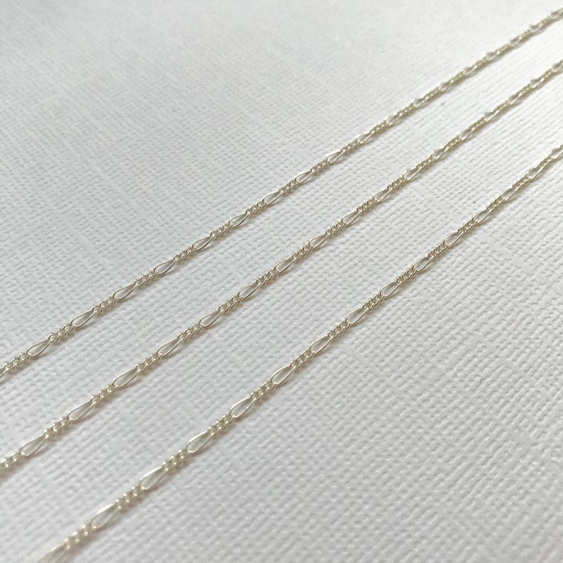 Sterling Silver Figaro 20 FEET 4145 3:1 Figaro Chain Bulk Sterling Chain Wholesale Dainty Strong Chain Soldered Links Polished Shiny