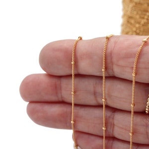 14K Gold Fill Satellite Chain with 1.9mm Balls on 1.1mm Curb M444 10 Feet, Wholesale, Strong Chain for DIY Jewelry, Made in USA 4055 image 5