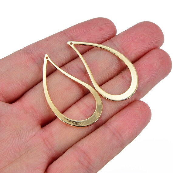 14K Gold Plated Curved Teardrop Earring Components Findings for