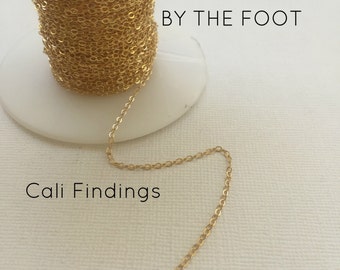 1.5mm 14K Gold Filled Flat Cable Chain- BY FOOT, Flat Cable Chain 1.5mm - Gold Filled Chain, Bulk Gold Chain, Gold Filled Cable, Gold Chain