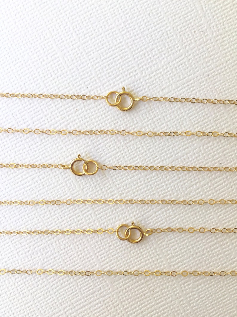 5pc 16 14K Gold Fill Chain Finished, Finished Necklace, Flat Cable Chain, 1.3mm, 5 Pieces, Gold Chain, Bulk Chain 16 inch 1020F image 3