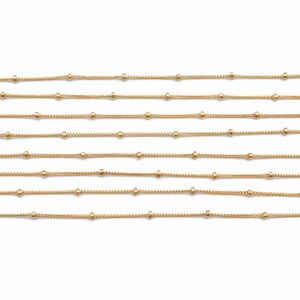 14K Gold Fill Satellite Chain with 1.9mm Balls on 1.1mm Curb M444 10 Feet, Wholesale, Strong Chain for DIY Jewelry, Made in USA 4055 image 2