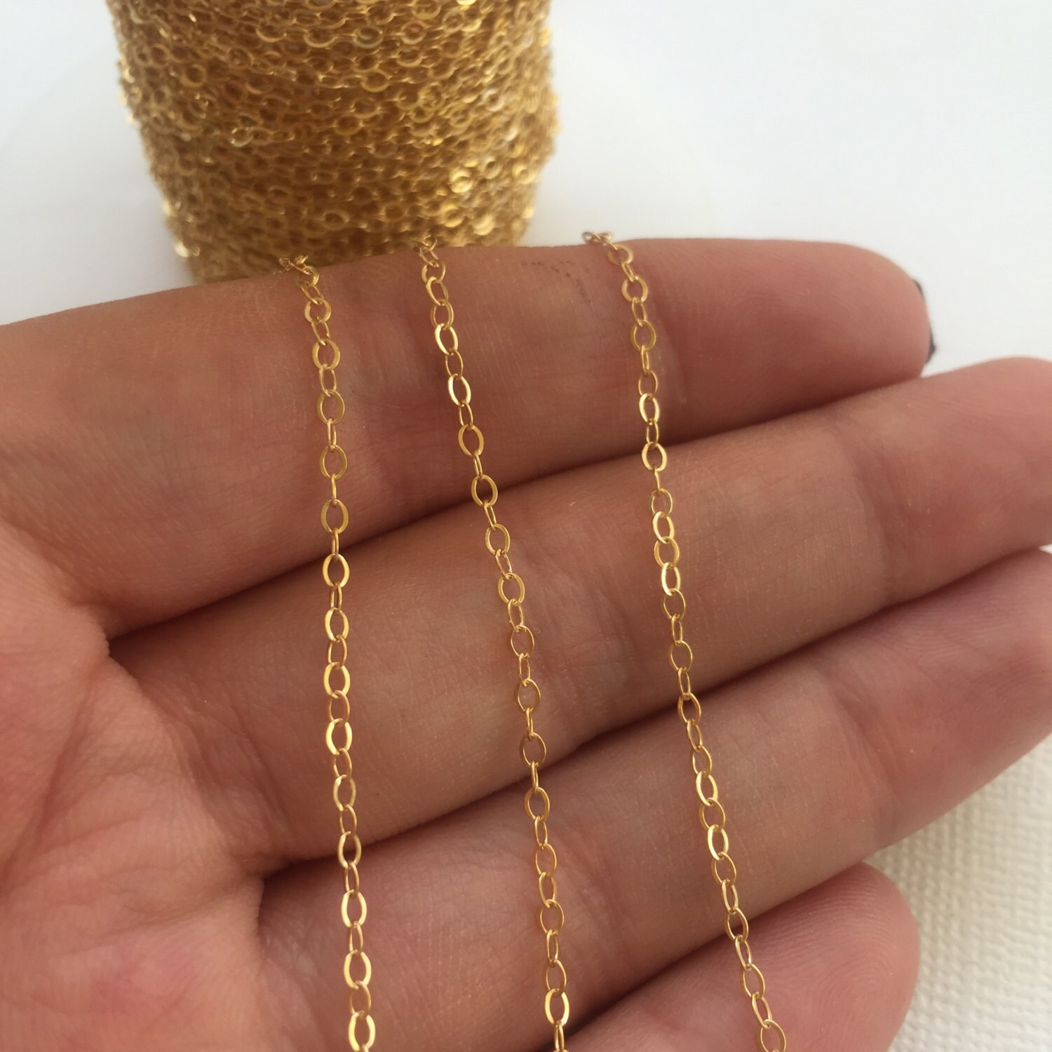 Wholesale Drawn Cable Necklace Chain, 14k Gold Filled Chain, 1.3-4