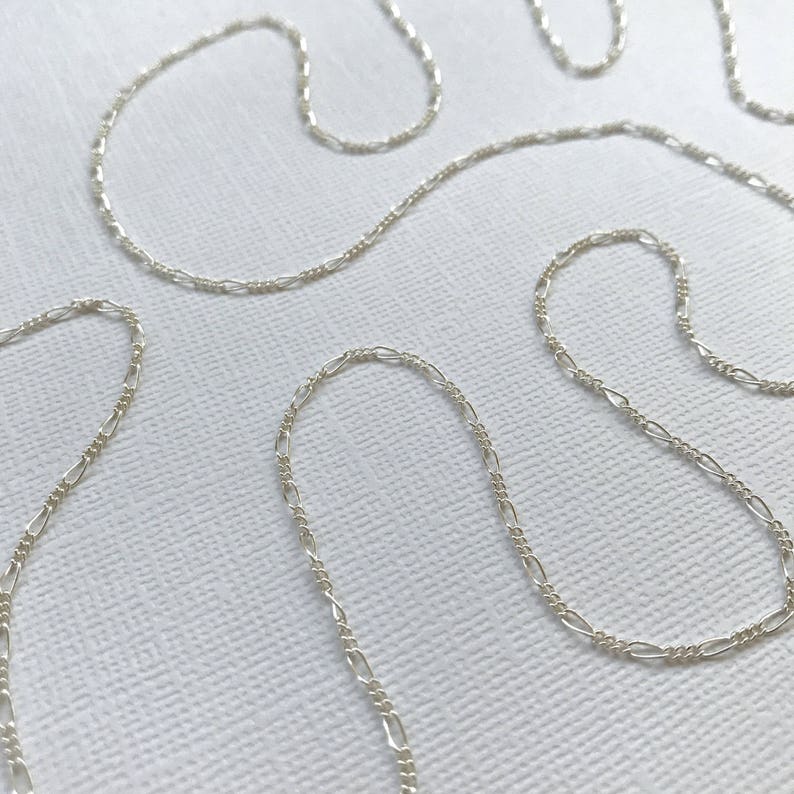 Sterling Silver Figaro 20 FEET 4145 3:1 Figaro Chain Bulk Sterling Chain Wholesale Dainty Strong Chain Soldered Links Polished Shiny