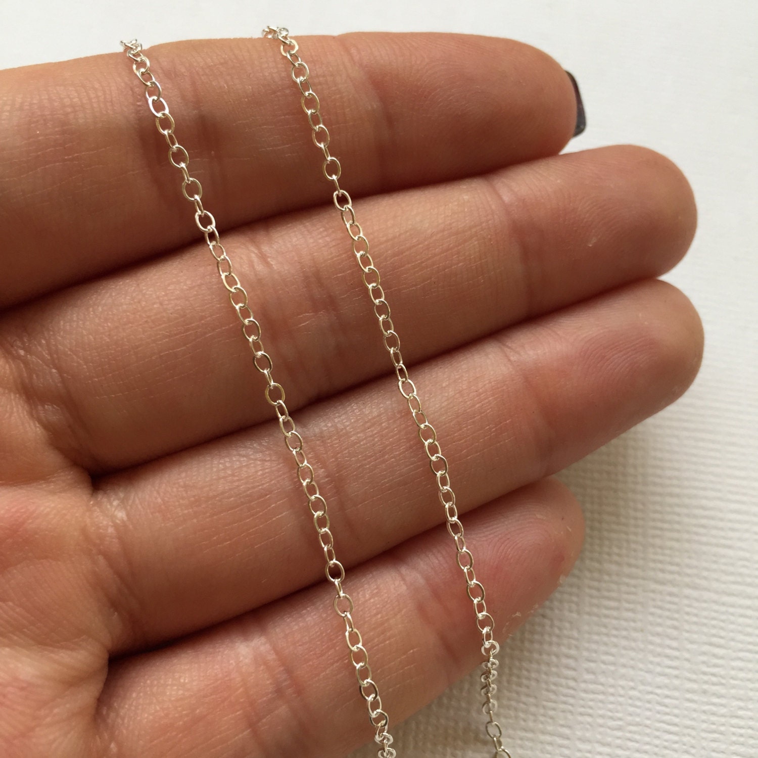 1 to 100 Feet, Sterling Silver Flat Cable Chain or Round Cable Chain, Solid  925 SS Chain Bulk, 1.5 Mm Oval Link Necklace Chain S88 S68 D66 