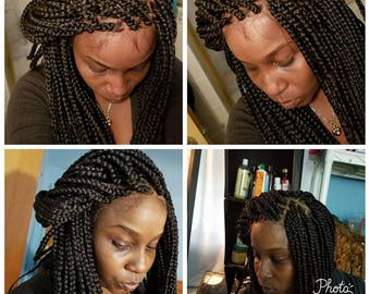 Hand Made Box Braid lacefront Wig