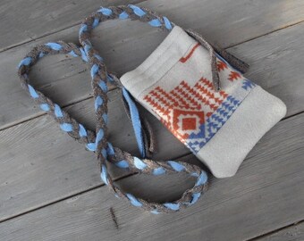 Passport bag, wool bag, shoulder bag, Gift for Mothers day, small wool bag, girl friend gift, stocking stuffer, western style bag