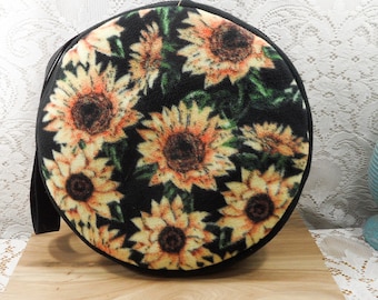 16 Inch Fleece Drum Bag: Padded Bodhran Case, Sunflower Print