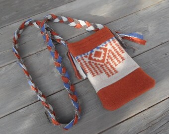 Passport bag, wool bag, shoulder bag, Gift for Mothers day, small wool bag, girl friend gift, stocking stuffer, western style bag