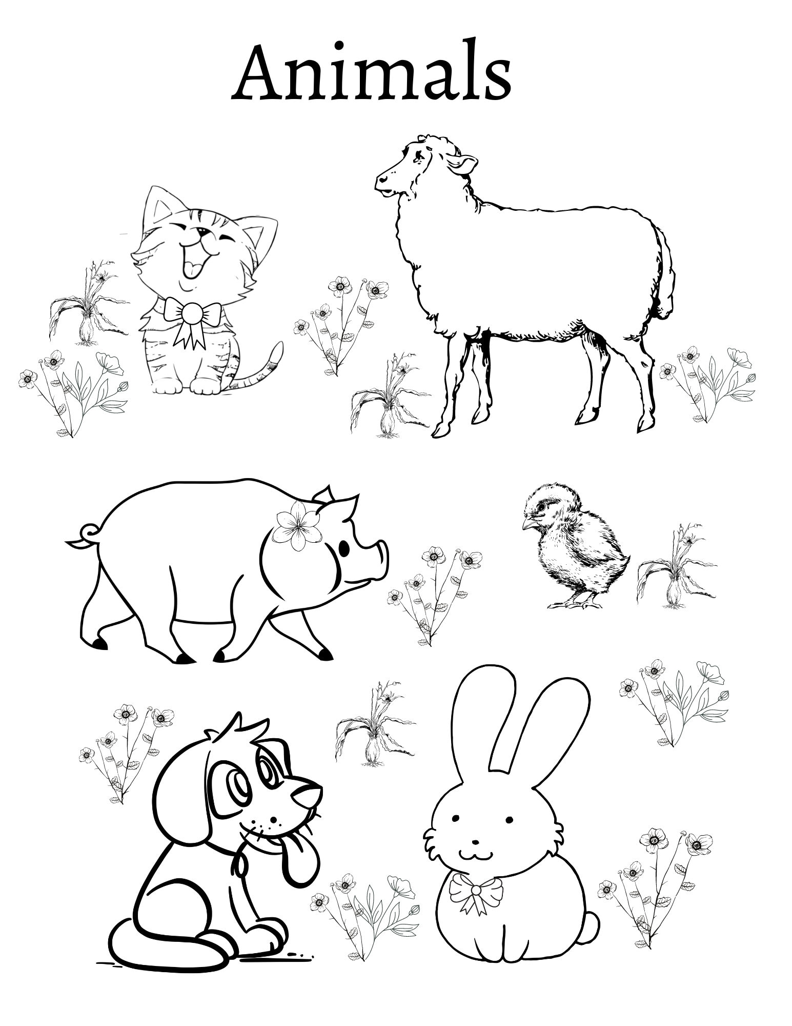 Coloring Page/ Cute Animals Coloring Sheet/ Instant Download/ - Etsy Australia Coloring Page/ Cute Animals Coloring Sheet/ Instant Download/ - Etsy Australia