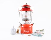 Vintage Red Coleman 200A Lantern and Accessories