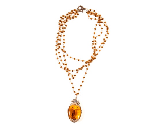 Beaded Scorpion Necklace With Real Bark Scorpion E