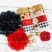 Chickens supply kit, Hens, USDR ribbon, buffalo plaid, farm, poppies, dots, country, buttons, craft supplies, hair bows, glitter ribbon