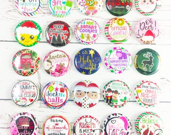 1" Random Christmas Flat Back Button- Buttons- Centers- Embellishments- Flat Backs-U.S. Designer Ribbon-RibbonHQ- Hair Bows- Crafts