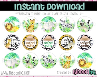 Jungle, animals, elephants, zebra, BCI, Bottle cap images, M2M, bottle cap images, watercolor, RibbonHQ, Hair bows, Hairbow, supplies, USDR