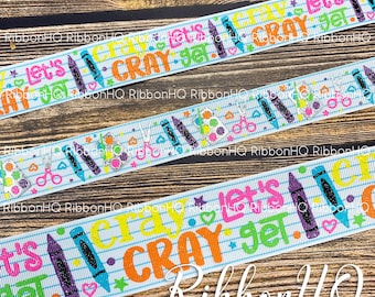 Cray cray-School Supplies- Back To School- 3" Ribbon-Grosgrain Ribbon- U.S. Designer Ribbon-RibbonHQ - Hair Bows- Craft Supplies- Ribbon