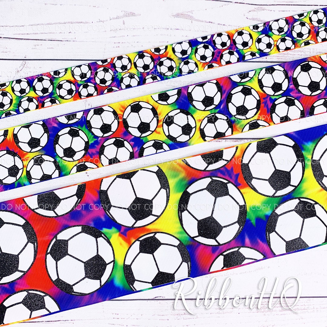 SOCCER TIE DYE 7/8, 1.5, and 3 Grosgrain Ribbon U.S. Designer Ribbon