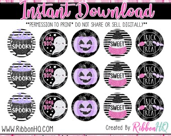 Hey Boo bottle cap image - spooky bottle cap image - halloween BCI - 1" images - 1" round images - trick or treat - ghost bottle caps