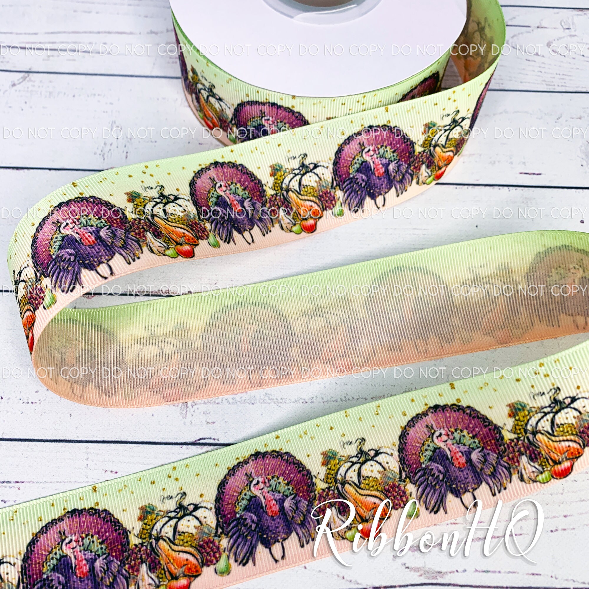 Turkey Heat Transfer-thanksgiving- Thankful-double Sided-grosgrain ...