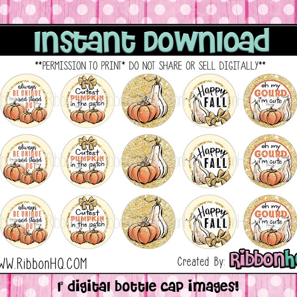 Whimsy Pumpkins, Whimsical, gourds, Thanksgiving, Fall, BCI, Bottle cap images, watercolor, RibbonHQ, Hair bows, Hairbow, supplies, USDR