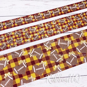 College Inspired Football Grosgrain- 7/8&quot;, 1.5&quot;, and 3&quot; Sports Grosgrain Ribbon- CMU football Inspired- Michigan Football - hair bows