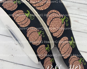 leopard Print Pumpkins - 7/8&quot; and 1.5&quot; Grosgrain Ribbon - Fall Decor- Fall Crafts- Fall Ribbon- Animal Print - RibbonHQ - Hairbows - Crafts