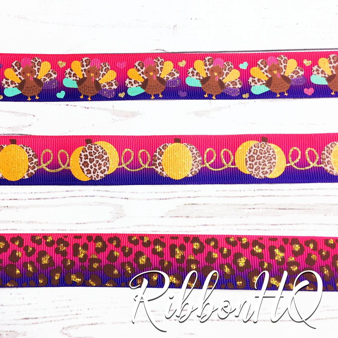 Thanksgiving Inspired Ribbon- 7/8 Grosgrain Ribbon- Turkey - U.S ...