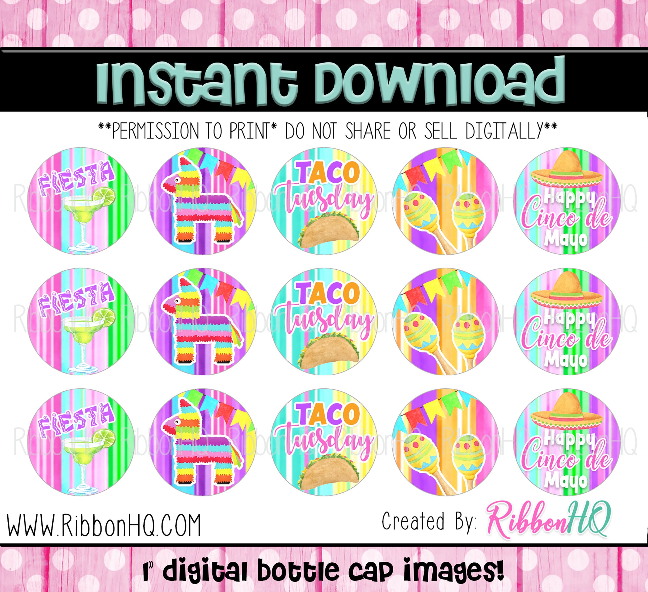 Serapes Cinco De Mayo bottle cap image BCI Spring Taco Etsy