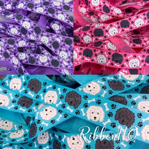 Golden Doodle- Black Doodle- white doodle - 7/8&quot; Grosgrain Ribbon - dogs - pet lovers -collars- Animals - U.S. Designer Ribbon - RibbonHQ