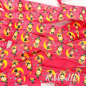 7/8&quot; witch ribbon- 7/8&quot; Grosgrain Ribbon- Halloween ribbon - girlie witch ribbon - fall ribbon - halloween hair bows -spooky ribbon