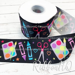 School Supplies Designer Ribbon-RibbonHQ 3 Ribbon-Heat Transfer-Grosgrain Ribbon Back To School Ribbon Craft Supplies U.S Hair Bows