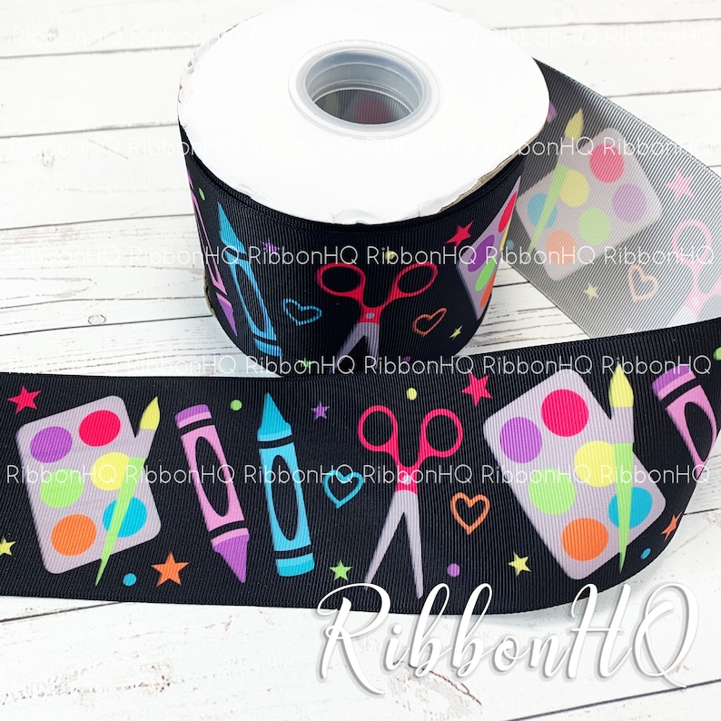 School Supplies Designer Ribbon-RibbonHQ 3 Ribbon-Heat Transfer-Grosgrain Ribbon Back To School Ribbon Craft Supplies U.S Hair Bows