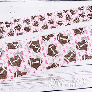 Football - 1.5&quot;, and 3&quot; Grosgrain Ribbon- breast cancer- pink-awareness- U.S. Designer Ribbon - RibbonHQ - Hairbows - Sports - Athletics
