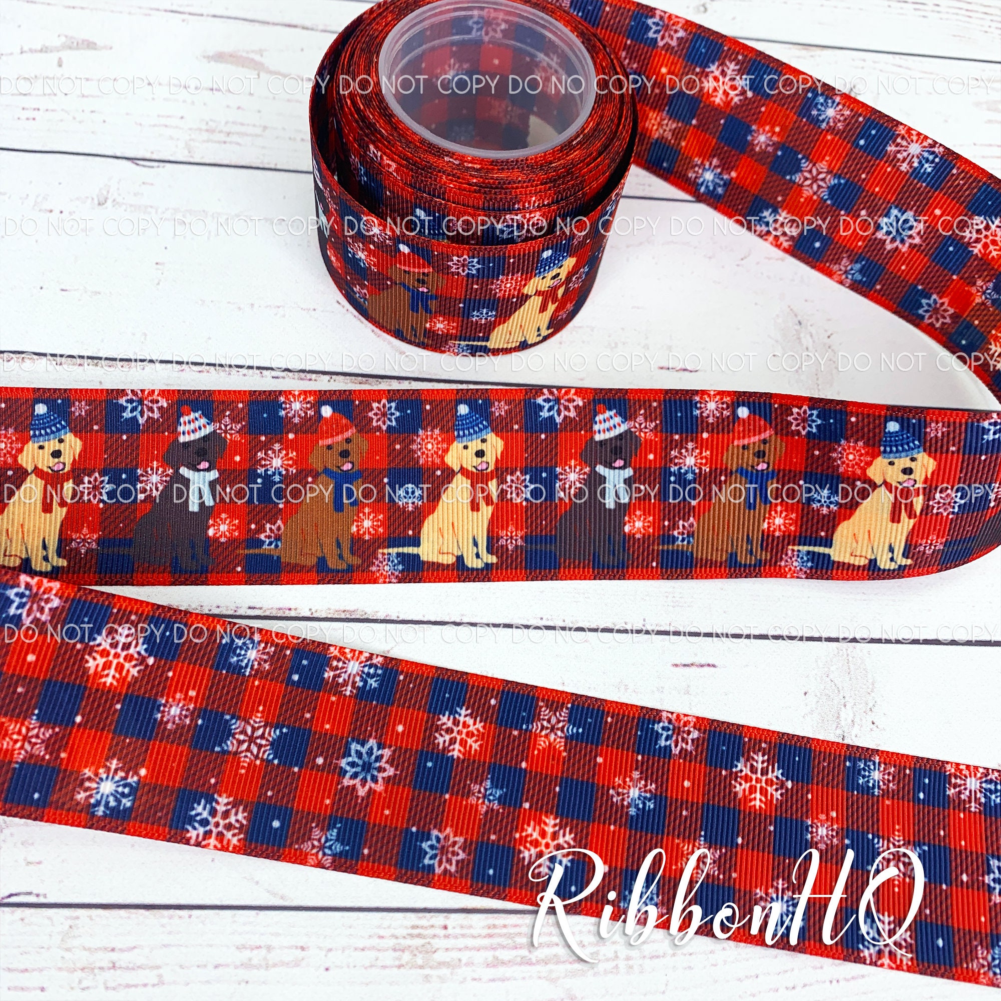 Winter Labs- Heat Transfer- Animals- Dogs-double Sided-grosgrain Ribbon ...