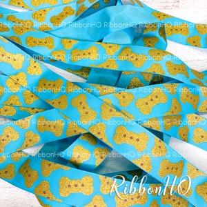 Ruban d’os de chien de 1,5 » sur turquoise- Colliers de chien - os de chien- Friandises pour chiens - amoureux des animaux de compagnie- ruban pour chiens - ruban à paillettes - artisanat pour chiens