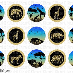 Safari Bottle Cap images, flourish animals, USDR, M2M, hair bow supplies, girls hair bows, BCI, giraffes, elephants, Africa, Savanna, Zebra