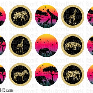 Safari, Bottle Cap images, flourish animals, USDR, M2M, hair bow supplies, girls hair bows, BCI, giraffes, elephants, Africa, Savanna, Zebra