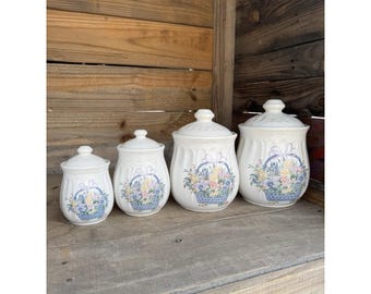 Precioso juego de 4 botes para ramos de flores vintage estilo Grandma Cottage Core