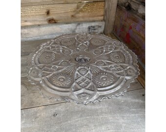 インペリアルグラス・オハイオ製の美しいヴィンテージ13インチファッションクリアラウンドケーキスタンド