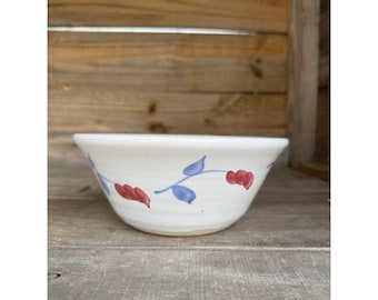 Beautiful Handmade Pottery Bowl Handpainted Rose 1994 Signed