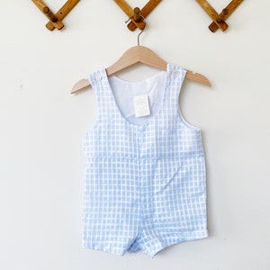 Vintage Baby Blue Checkered Romper Shorts