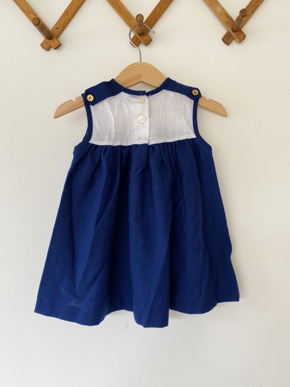 Vintage Navy Blue and White Dress - image 3