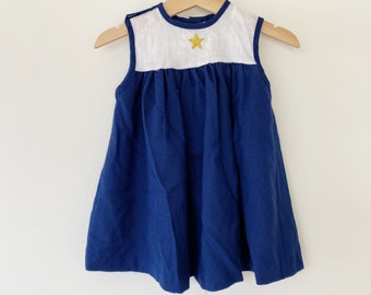 Vintage Navy Blue and White Dress