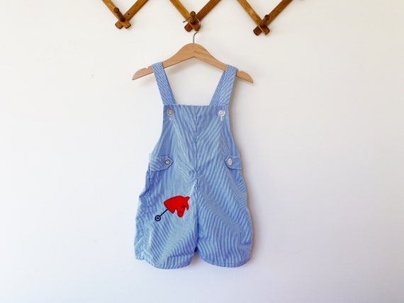 Vintage Blue and White Striped Overall 