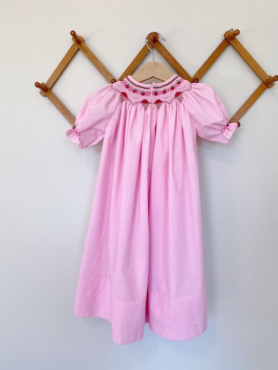 Vintage Handmade Smocked Pink Ice Cream and Straw… - image 2