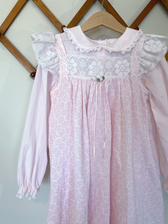 Vintage Girls Pink Pinafore and Dress Set